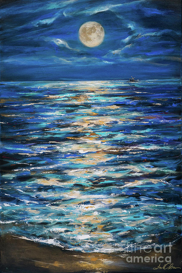 Moon Over Ocean Painting At Paintingvalley Com Explore Collection Of Moon Over Ocean Painting