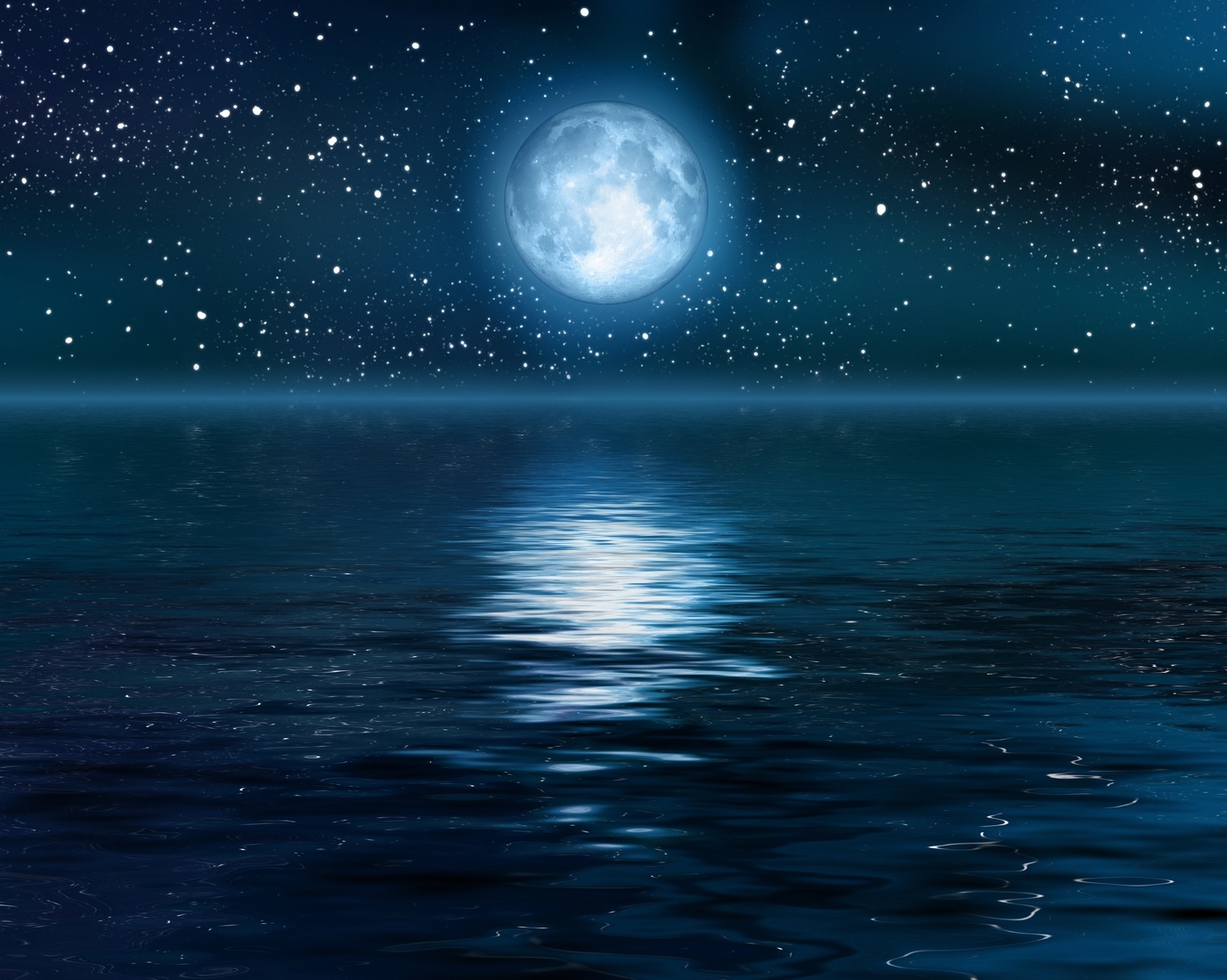 1378x1101 Tiffany Maloney Yoga Full Moon On Christmas Day A Ritual - Moon Over Ocean Painting