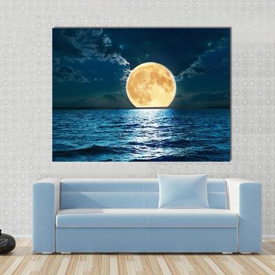 400x400 Super Moon Over Water Multi Panel Canvas Wall Art - Moon Over Water Painting