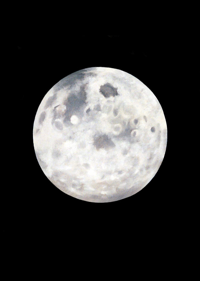 642x900 Full Moon In Black Night Painting By Janice Dunbar - Moon Painting