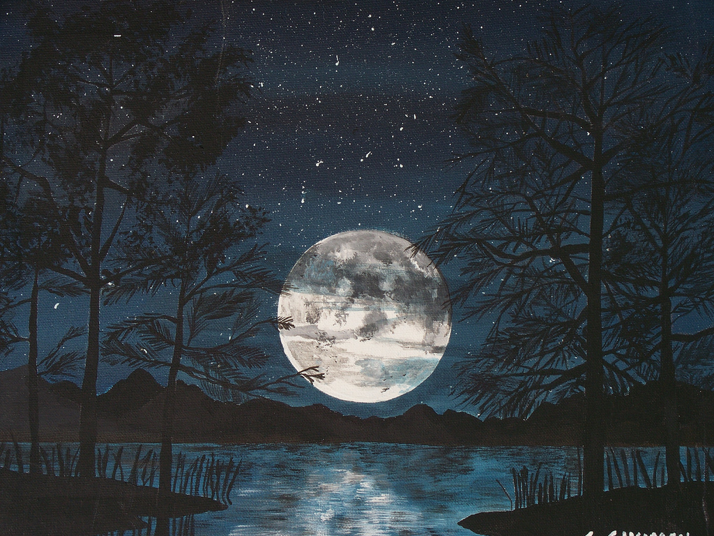 1024x768 Moon (Painting) I Painted This Acrylic On Canvas Sukhi - Moon Painting