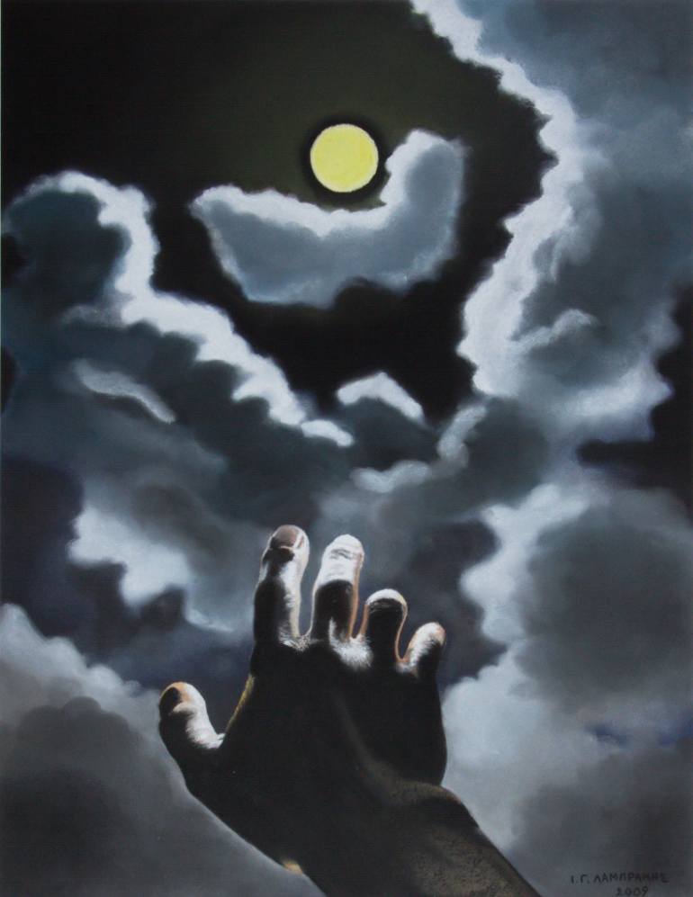 770x997 Saatchi Art Catch The Moon Painting By Yannis Lamprakis - Moon Painting