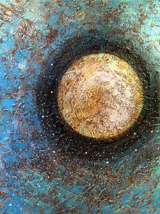 674x900 Divine Solitude Painting By Sharon Cummings - Moon Painting Abstract