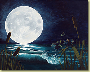 290x235 Watercolor And Acrylic Paintings Mystical, Animal Themes By - Moon Painting Acrylic