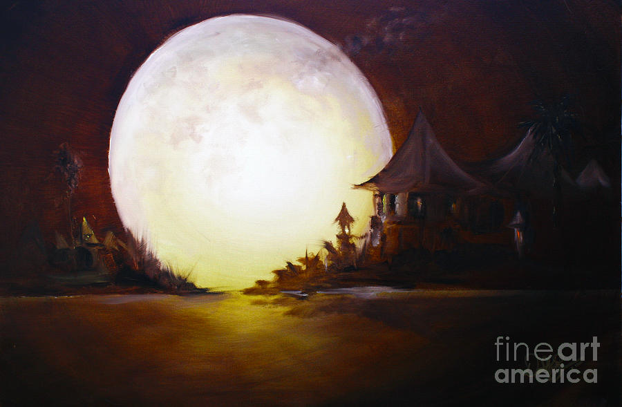 900x589 Fly Me To The Moon Painting By David Kacey - Moon Painting Famous