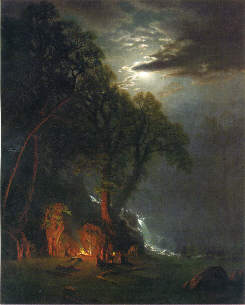 805x1001 Bierstadt Albert Campfire Site Yosemite - Moon Painting Famous