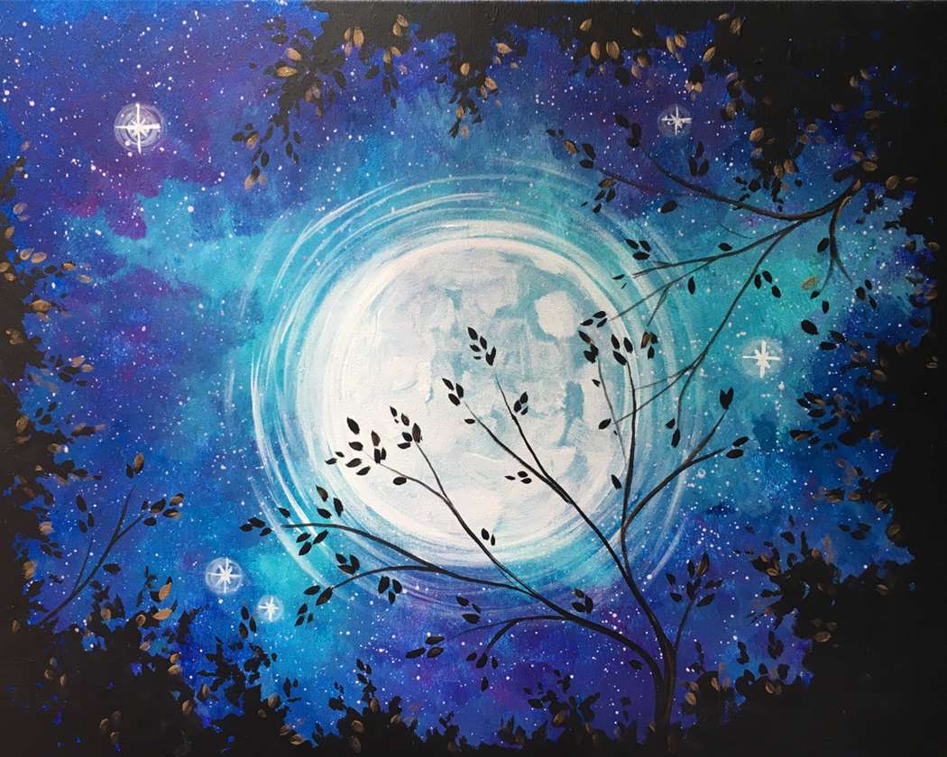 1050x840 Moon Gazing - Moon Painting Images