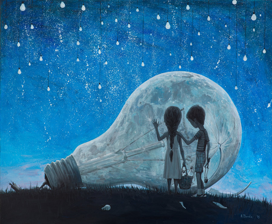 900x743 The Night We Broke The Moon - Moon Painting Images