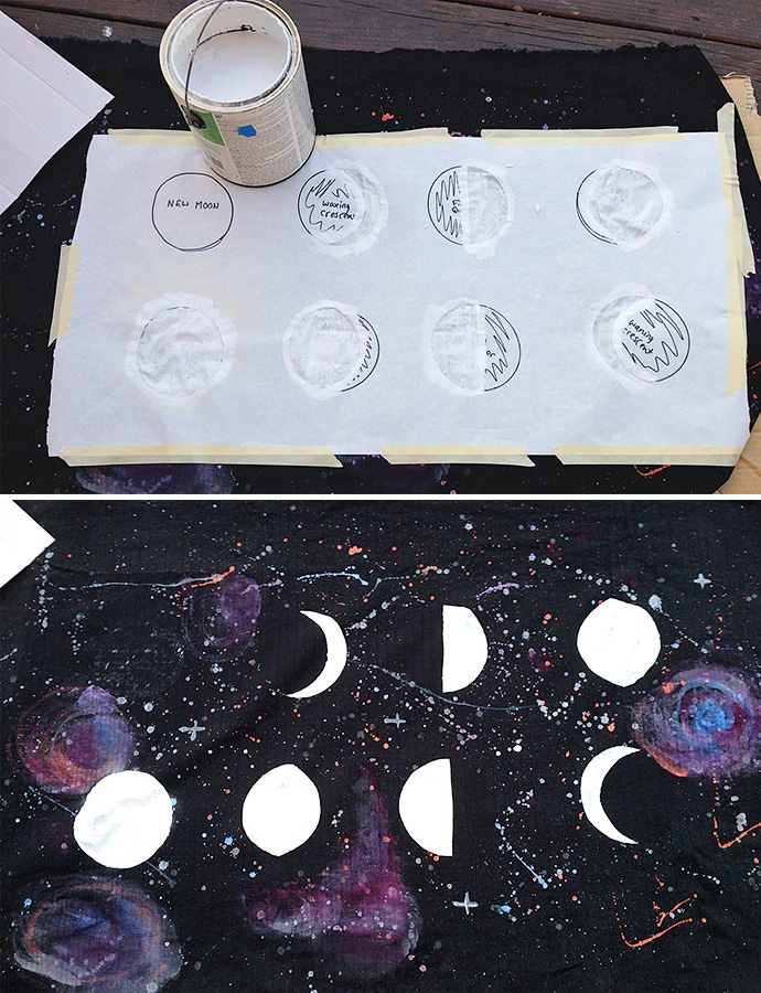 690x900 Galaxy Moon Phases Wall Hanging Diy - Moon Phases Painting