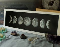 236x187 Luna Astrology Print, Moon Phases Watercolour Painting, Blue - Moon Phases Painting