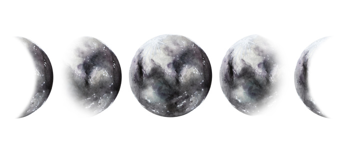 700x304 Moon Phases Watercolor Painting Coffee Mug By Ccartstudio Society6 - Moon Phases Painting