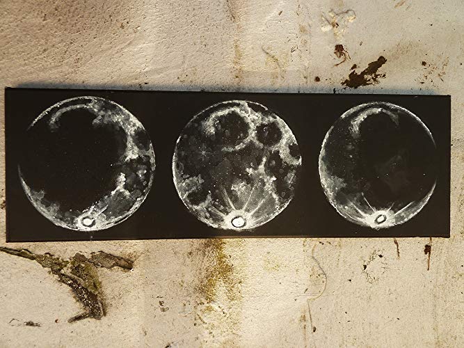 667x500 Triple Moon Phase Painting Handmade - Moon Phases Painting