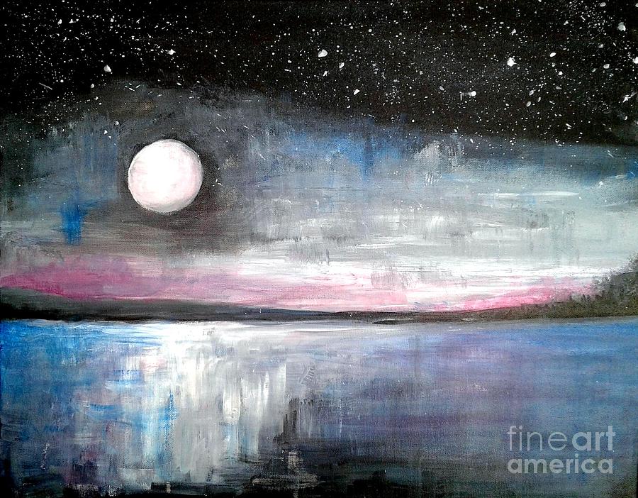 900x702 Starry Sky - Moon Reflection Painting