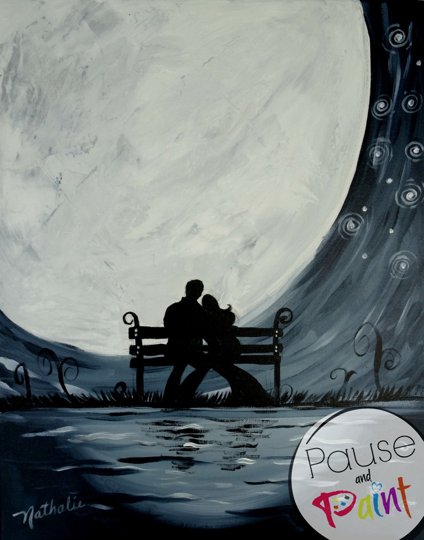1442x1834 Moon River Pause And Paint - Moon River Painting