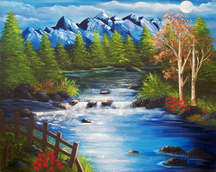 900x720 Moon River Painting By Joni Mcpherson - Moon River Painting