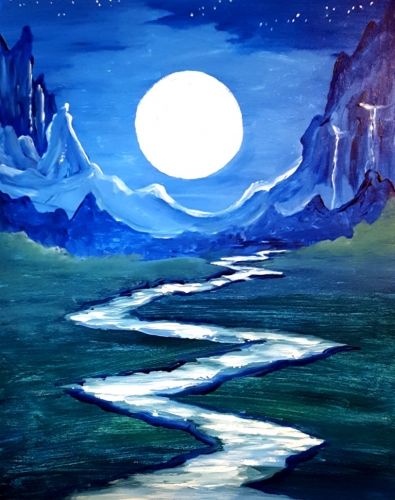 395x500 Blue Moon River Dance - Moon River Painting