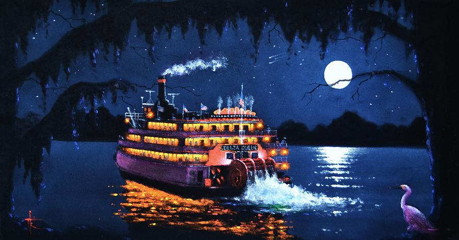 900x470 Moon River Painting By Thomas Kolendra - Moon River Painting