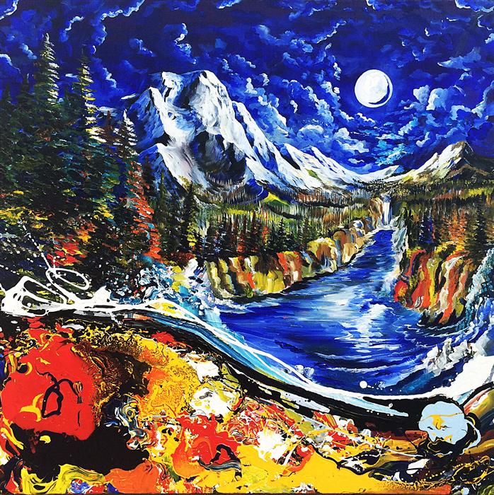 698x700 Original Art For Sale - Moon River Painting