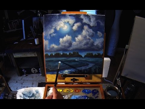 480x360 Full Moon River - Moon River Painting