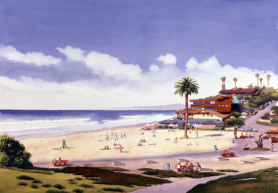 900x626 Moonlight Beach Encinitas Painting By Mary Helmreich - Moonlight Beach Painting