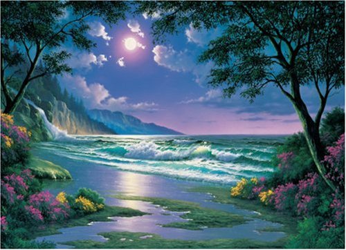 500x362 Moonlight Beach Jigsaw Puzzle Brune Game - Moonlight Beach Painting
