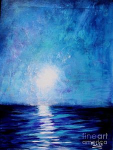226x300 Moonlight Beach Paintings Fine Art America - Moonlight Beach Painting