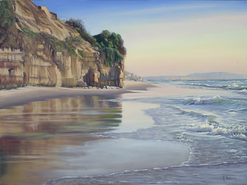 800x601 San Diego's Moonlight Beach Evening Sunset, Print On Canvas. - Moonlight Beach Painting