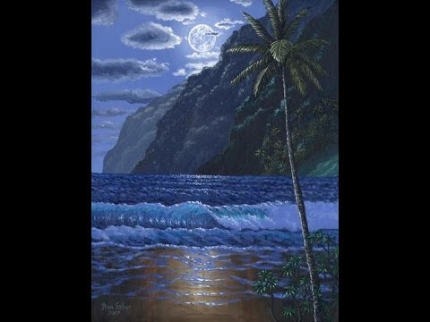 480x360 How To Paint Moonlight Beach Hawaiian Mountains Complete Video - Moonlight Beach Painting