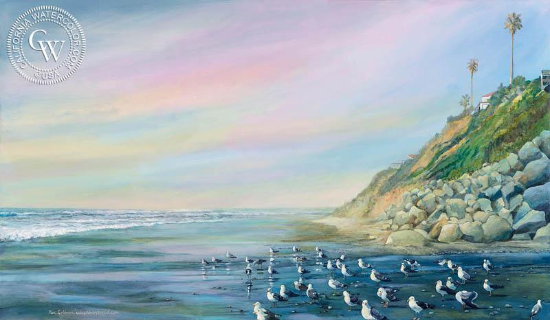 800x466 Moonlight Beach, A California Oil Painting By Ken Goldman - Moonlight Beach Painting