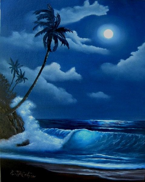 479x600 Moonlight Beach Moonlight, Beach And Etsy - Moonlight Beach Painting