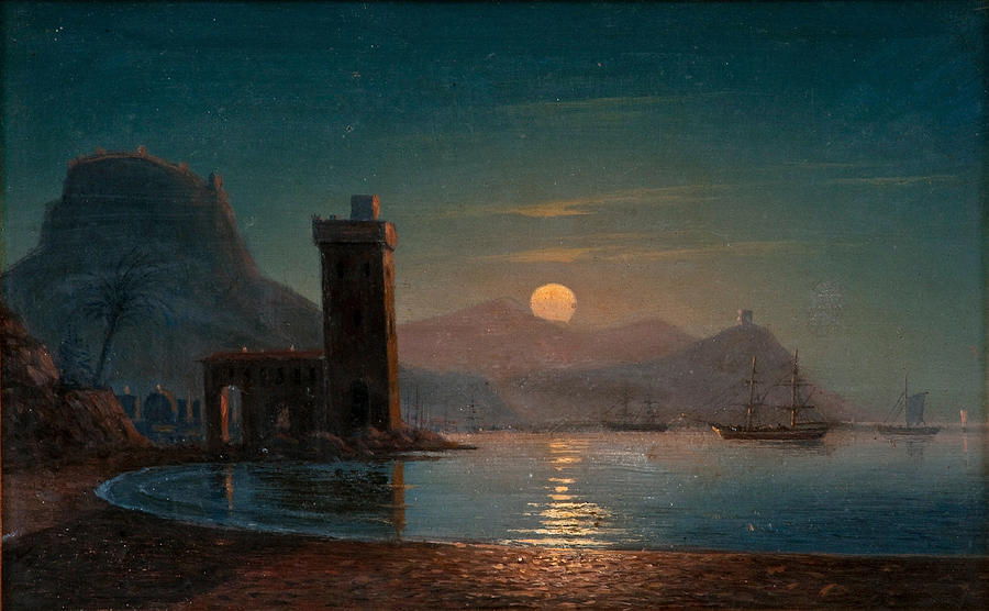 900x556 Moonlight Reflecting On Water Painting By Ivan Konstantinovich - Moonlight On Water Painting