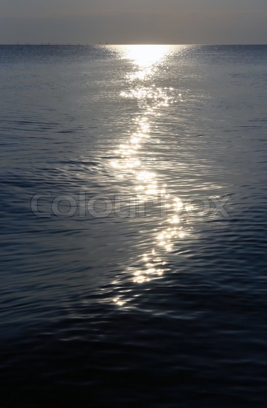 523x800 Moonlight Path On Night Sea Water Surface Stock Photo Colourbox - Moonlight On Water Painting