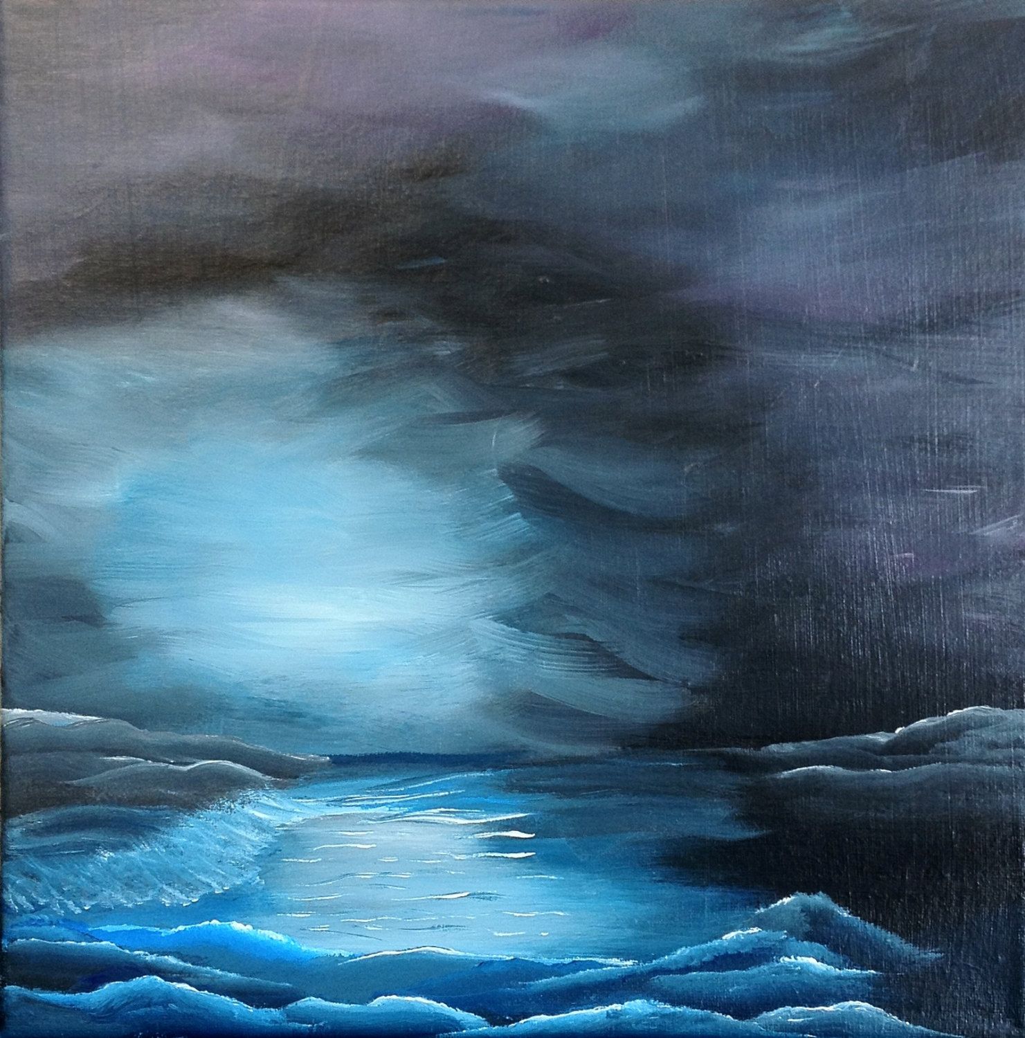 1481x1500 Original Painting - Moonlight On Water Painting