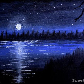 Moonlight On Water Painting at PaintingValley.com | Explore collection ...