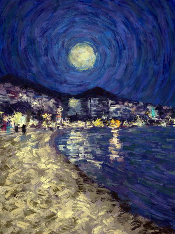 600x800 Saranda By Moonlight - Moonlight On Water Painting