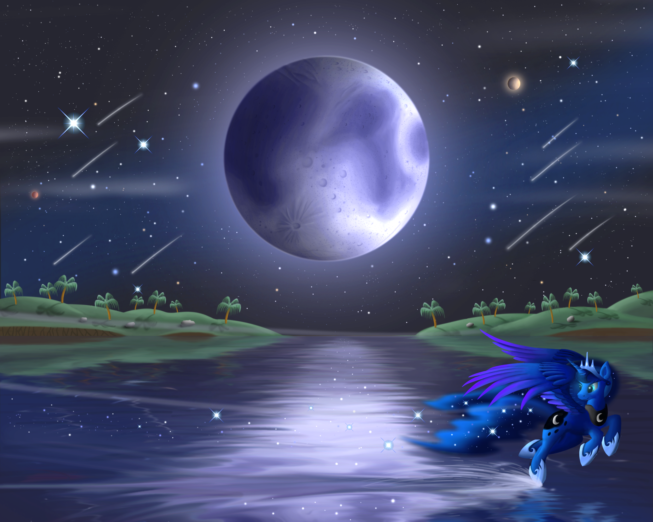 2500x2000 Under The Moonlight By Duskie 06 - Moonlight On Water Painting