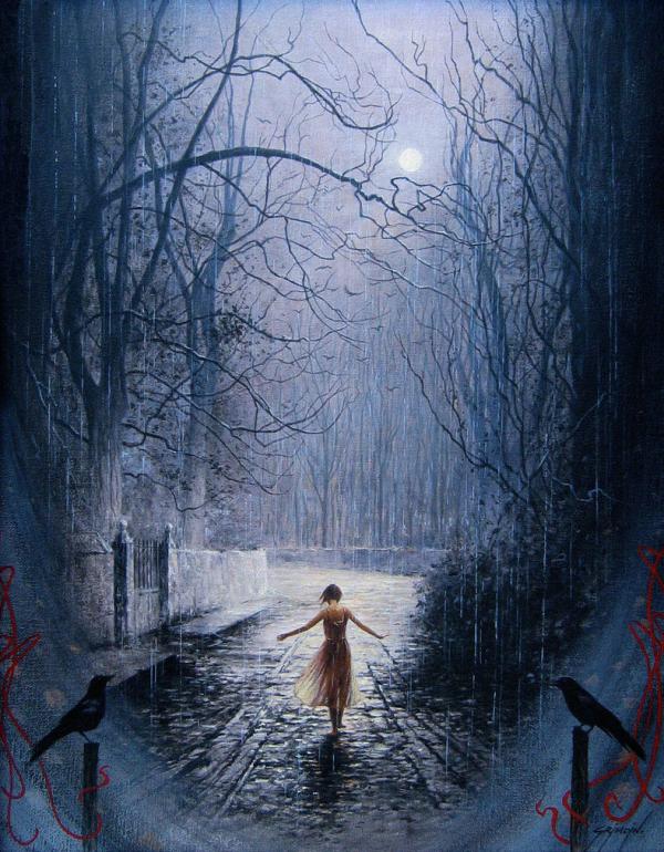 600x770 Watercolour Paintings By Gilles Grimoin Art And Design - Moonlight On Water Painting