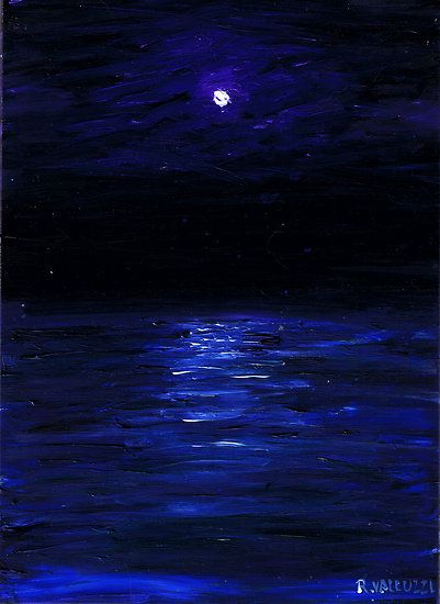 401x550 How to paint moonlight on water Moonlit Water, Mini Oil Painting - Moonlight On Water Painting