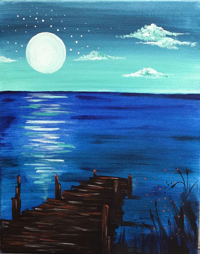 Moonlight On Water Painting at PaintingValley.com | Explore collection ...