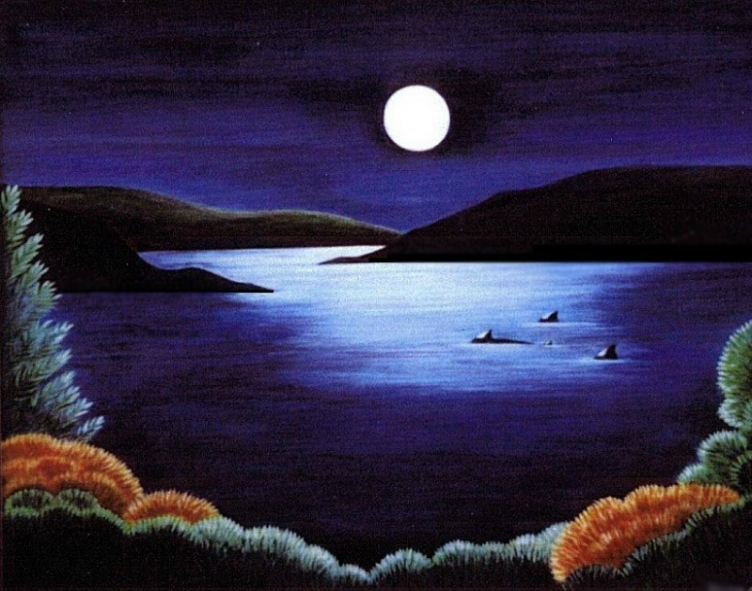 752x591 Moonlight Bay Susan's Paintings - Moonlight On Water Painting