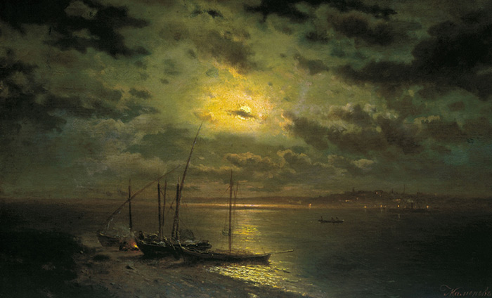 700x424 Moonlight By A River, 1870 - Moonlight Painting