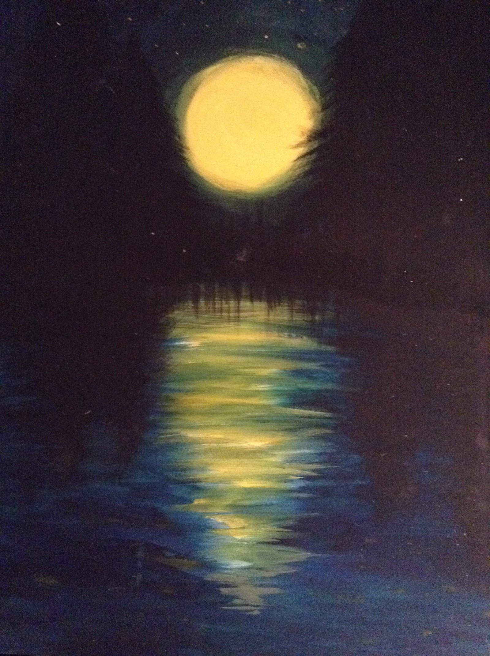 1600x2142 Moonlight Over The Lake (Painting) By Rosiexdeadxwalker - Moonlight Painting