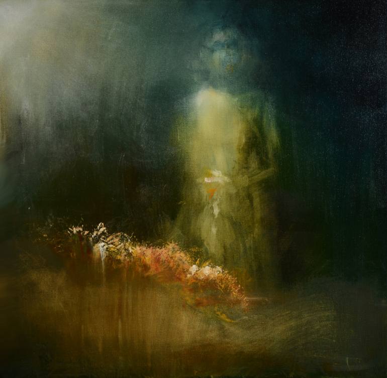 770x751 Saatchi Art In The Garden, By Moonlight Painting By Maurice Sapiro - Moonlight Painting