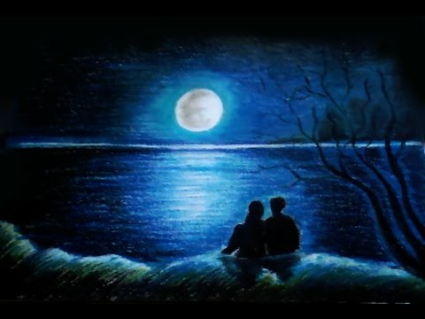 480x360 Moonlight Pastel Painting - Moonlight Painting