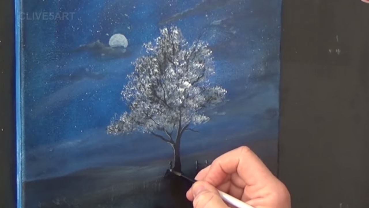 1280x720 Easy Lesson Tree In Moonlight, Acrylic Painting For Beginners - Moonlight Painting