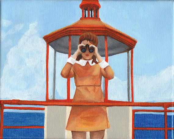 570x456 Wes Anderson's Moonrise Kingdom Fan Art Print Of Painting - Moonrise Kingdom Painting