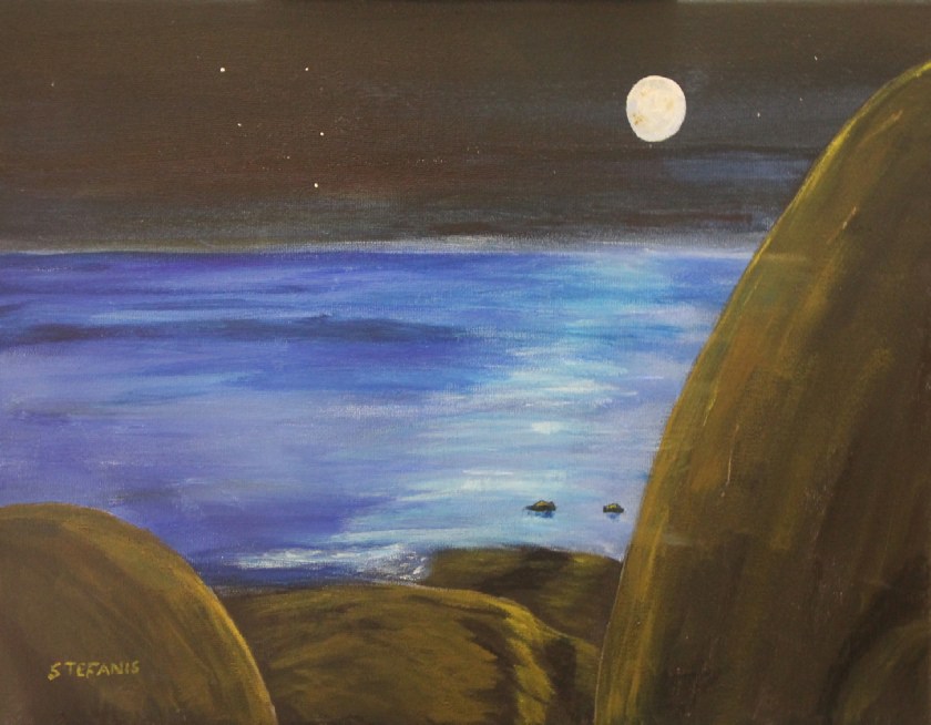 840x654 Moonscape Acrylic Painting - Moonscape Painting