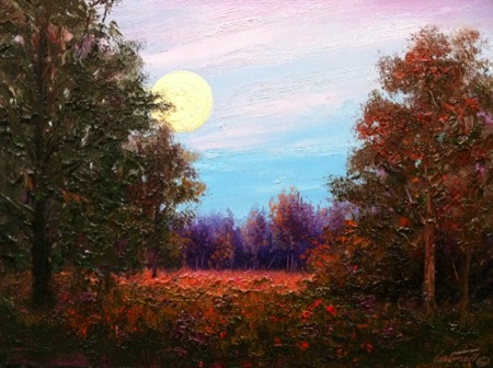 450x336 Moonscape Oil Painting On October Night - Moonscape Painting