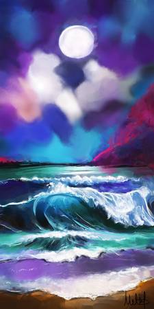 225x450 Stunning Moonscape Painting Reproductions For Sale On Fine Art - Moonscape Painting