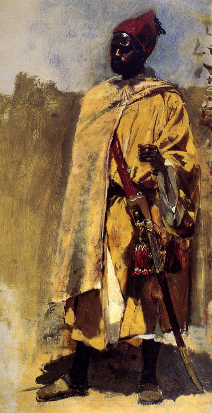 422x820 Reproduction Painting Edwin Lord Weeks Moorish Guard, Hand Painted - Moorish Painting